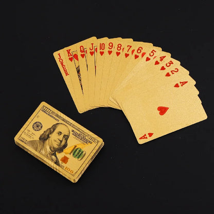 55PCS Gold Foil spela kort - 24K Gold Plastic Poker Set, vattentäta och hållbara magiska spel kort