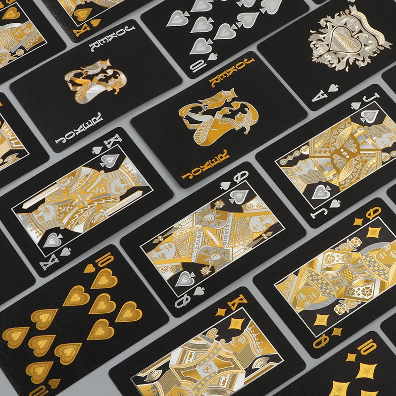 55PCS Gold Foil spela kort - 24K Gold Plastic Poker Set, vattentäta och hållbara magiska spel kort