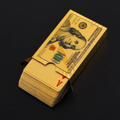 55PCS Gold Foil spela kort - 24K Gold Plastic Poker Set, vattentäta och hållbara magiska spel kort