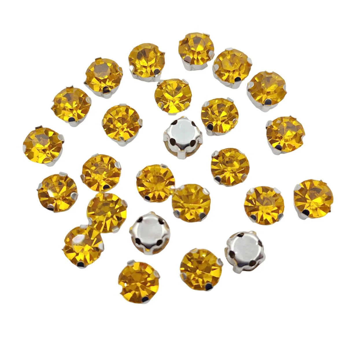 Runda glas Rhenstenar med claw – Silver bas Sy-On kristaller för kläder, skor och hantverk