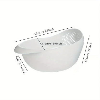 1PC Plastic Ris Sieve & Drain Basket med handtag – Multi-Purpose Kitchen Strainer Bowl för tvätt ris, grönsaker och frukter