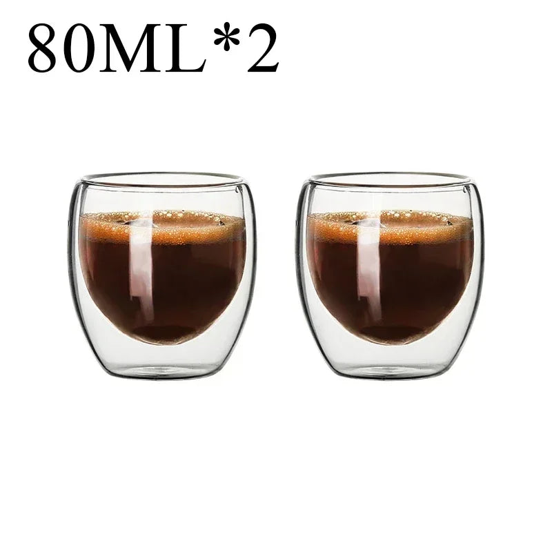 2-18PCS Dubbelvägg hög borosilikat glas Mugs - värmetålig te, kaffe, mjölk och juice Cups, Creative Bar Drinkware Gift Set