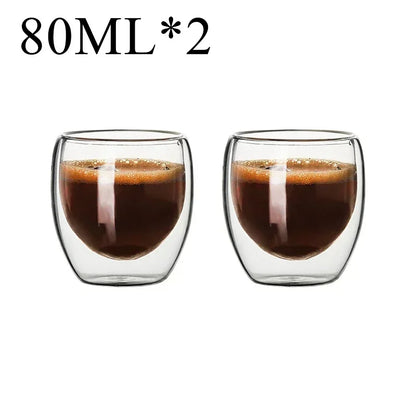 2-18PCS Dubbelvägg hög borosilikat glas Mugs - värmetålig te, kaffe, mjölk och juice Cups, Creative Bar Drinkware Gift Set