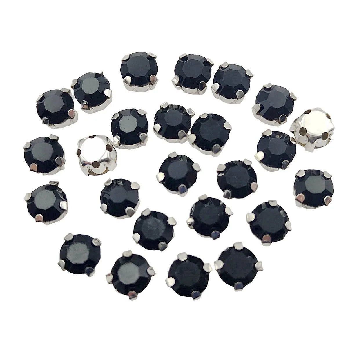 Runda glas Rhenstenar med claw – Silver bas Sy-On kristaller för kläder, skor och hantverk