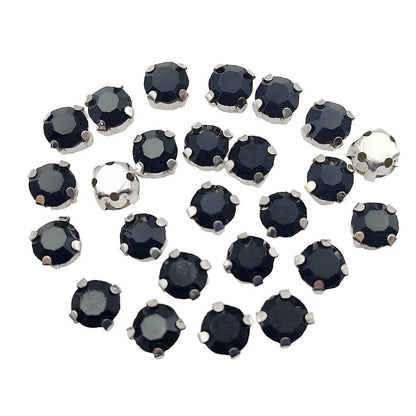 Runda glas Rhenstenar med claw – Silver bas Sy-On kristaller för kläder, skor och hantverk