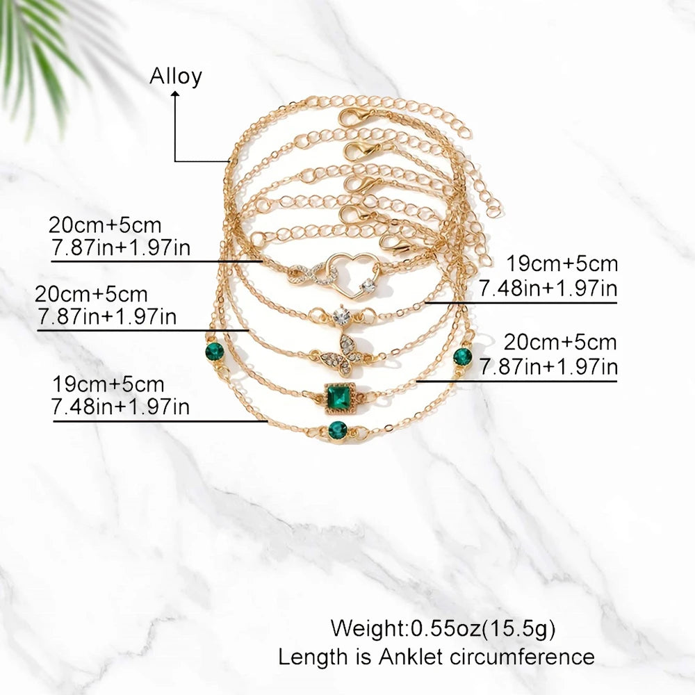 5st Vintage Rhensten armband Set - oändlighet & geometriska Designer, Mode smycken för kvinnor, perfekt gåva & Casual Wear