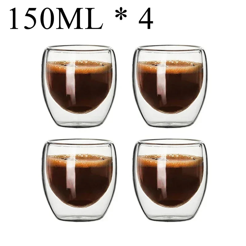 2-18PCS Dubbelvägg hög borosilikat glas Mugs - värmetålig te, kaffe, mjölk och juice Cups, Creative Bar Drinkware Gift Set