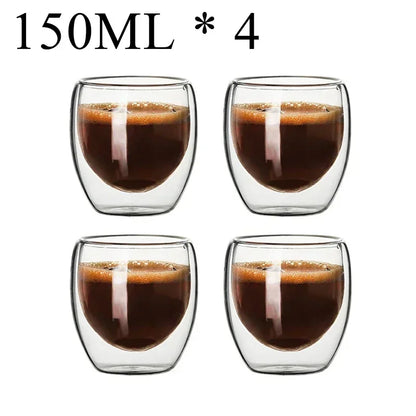 2-18PCS Dubbelvägg hög borosilikat glas Mugs - värmetålig te, kaffe, mjölk och juice Cups, Creative Bar Drinkware Gift Set