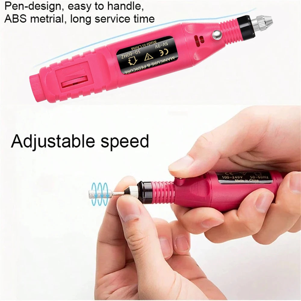 Bärbar professionell elektrisk spik borrmaskin - Manikyr & pedikyr borrset för hemmabruk och salong användning