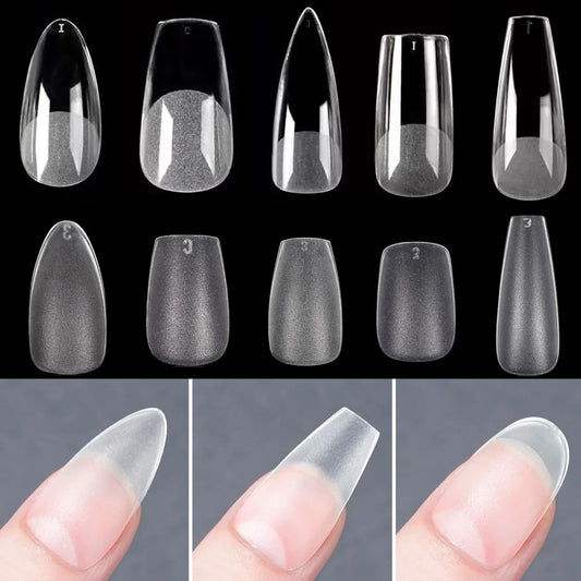 120PCS Matte Press-On Nail Tips - Mjuka full-Cover Oval Manmond falska naglar för DIY Manicure
