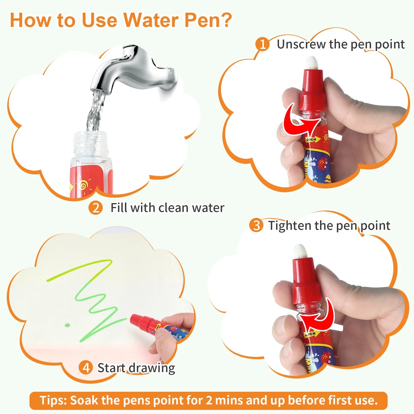 100x80CM Magisk vattenritningsmatta – Återanvändbar Doodle Board Montessori Utbildningsleksak för barn