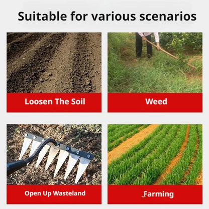 Carbon Steel Garden Weeding Rake – 5/6/7/8 Tandjordslossning & ogräsborttagningsverktyg för gård, trädgård och landskapsarkitektur