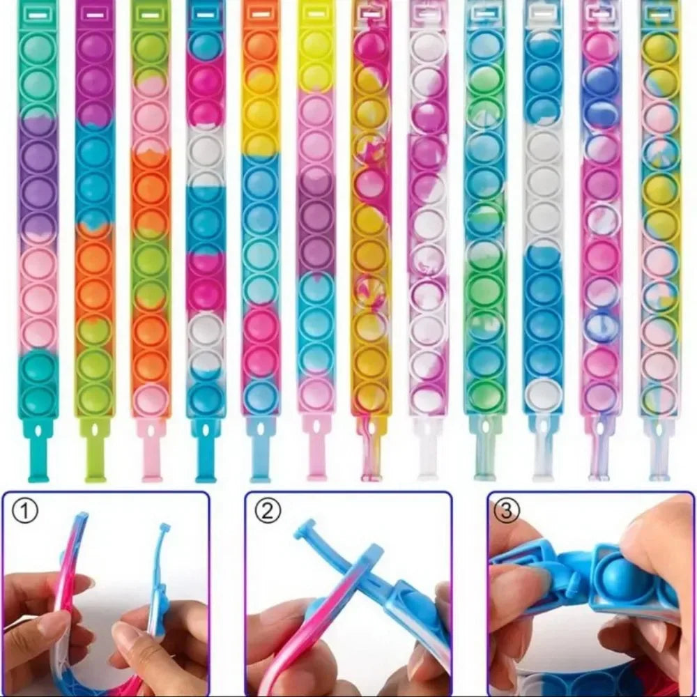 12/24/36PCS Silikon Färgglada Bubble Wristband - Barn Fest Favoriter, Födelsedag Gåvor, Bröllop Souvenirer, Karneval & Semester Armband