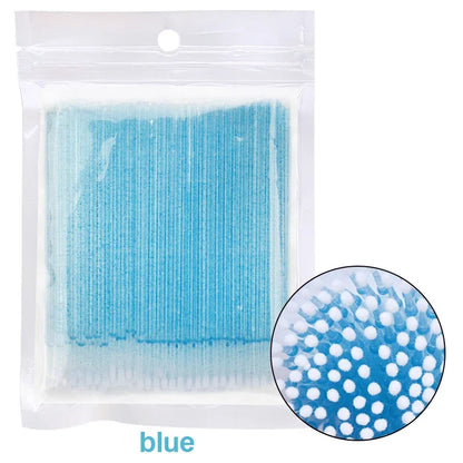 100PCS Eyelash Cleaning Brushes – Micro Cotton Swabs for Lash Extensions & Makeup Removal