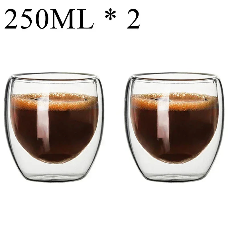 2-18PCS Dubbelvägg hög borosilikat glas Mugs - värmetålig te, kaffe, mjölk och juice Cups, Creative Bar Drinkware Gift Set