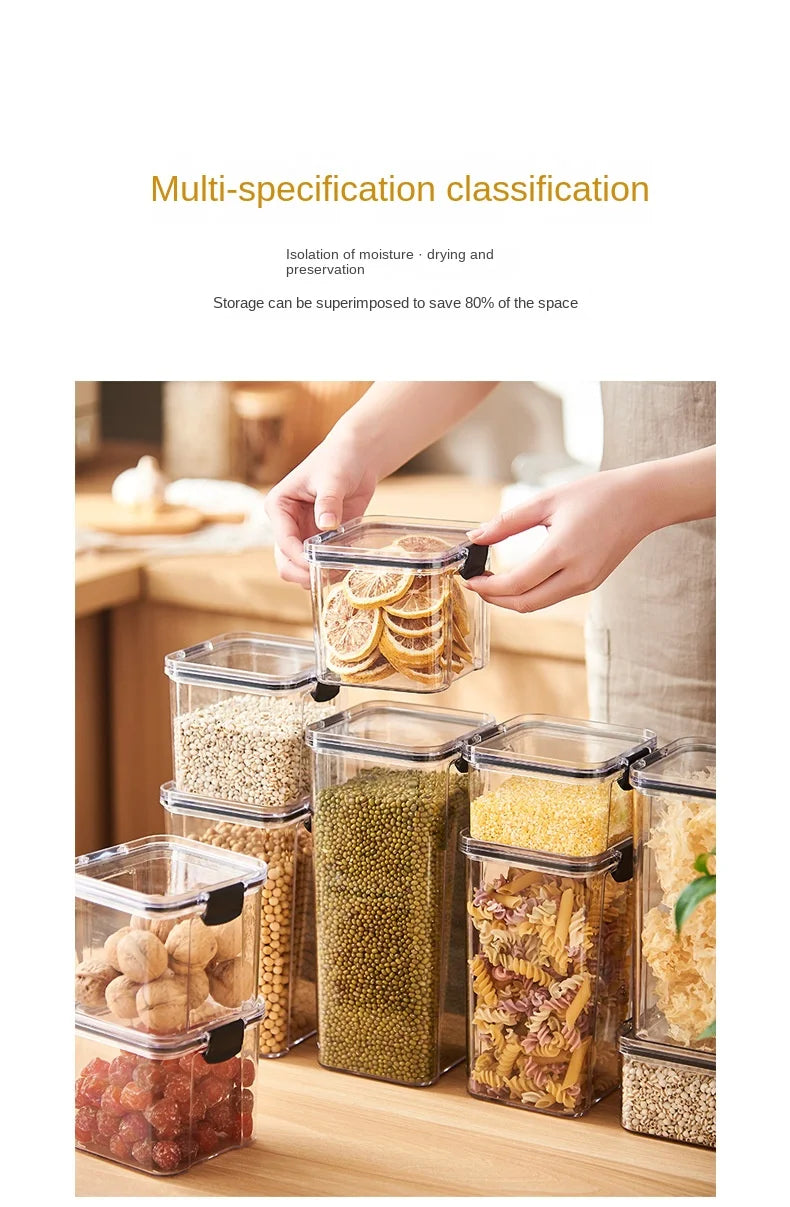 1PC Lufttät försluten förvaringsburk – Plastgröna, Pasta & kryddbehållare  på Moisture-Proof Kitchen Organizer Box