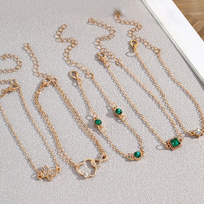 5st Vintage Rhensten armband Set - oändlighet & geometriska Designer, Mode smycken för kvinnor, perfekt gåva & Casual Wear