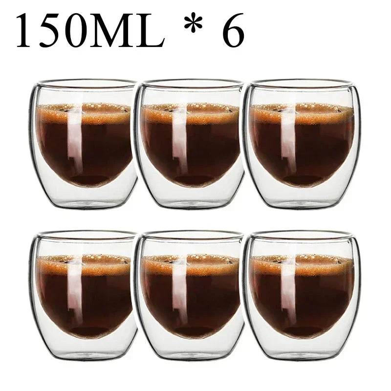 2-18PCS Dubbelvägg hög borosilikat glas Mugs - värmetålig te, kaffe, mjölk och juice Cups, Creative Bar Drinkware Gift Set