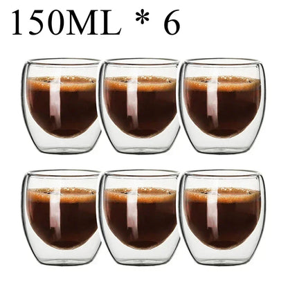 2-18PCS Dubbelvägg hög borosilikat glas Mugs - värmetålig te, kaffe, mjölk och juice Cups, Creative Bar Drinkware Gift Set