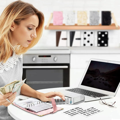 A6 PU läder budget planerare – Marble Anteckningsbok & pengar spara Arrangör för kontor, skola & personlig ekonomi