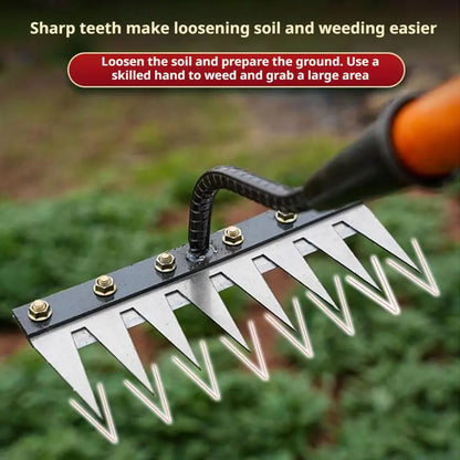 Carbon Steel Garden Weeding Rake – 5/6/7/8 Tandjordslossning & ogräsborttagningsverktyg för gård, trädgård och landskapsarkitektur