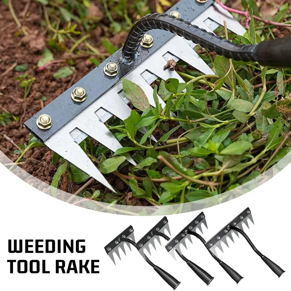 Carbon Steel Garden Weeding Rake – 5/6/7/8 Tandjordslossning & ogräsborttagningsverktyg för gård, trädgård och landskapsarkitektur