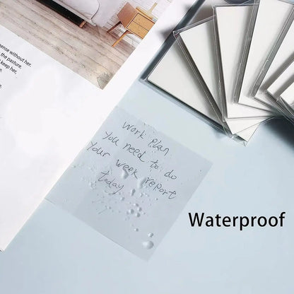 50 Plåt Transparent Sticky Notes – Vattentäta Meddelande & Signatur Stickers för Anteckningsböcker