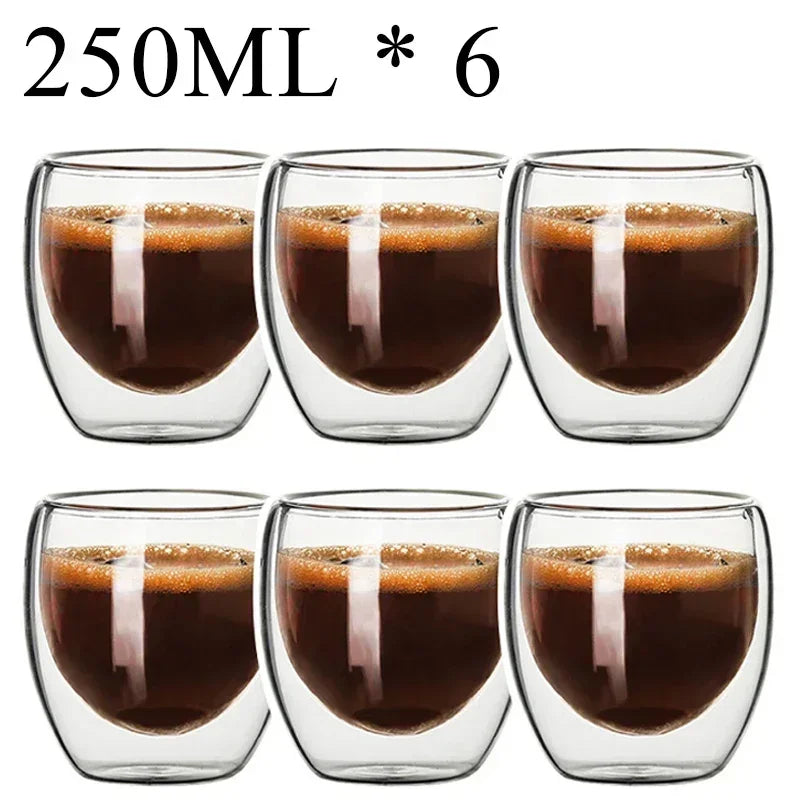 2-18PCS Dubbelvägg hög borosilikat glas Mugs - värmetålig te, kaffe, mjölk och juice Cups, Creative Bar Drinkware Gift Set