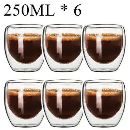 2-18PCS Dubbelvägg hög borosilikat glas Mugs - värmetålig te, kaffe, mjölk och juice Cups, Creative Bar Drinkware Gift Set