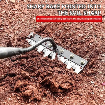 Carbon Steel Garden Weeding Rake – 5/6/7/8 Tandjordslossning & ogräsborttagningsverktyg för gård, trädgård och landskapsarkitektur