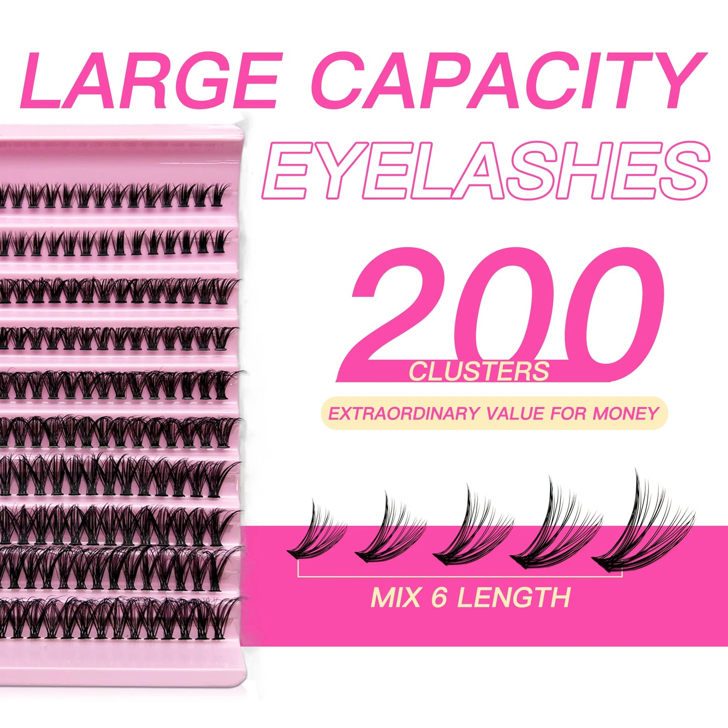 MANNJE-SEN DIY Eyelash Extension Kit – 200PCS Lash Clusters med Lash Bond & Seal, Professionella sminkverktyg för limning Lashes