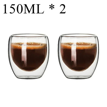 2-18PCS Dubbelvägg hög borosilikat glas Mugs - värmetålig te, kaffe, mjölk och juice Cups, Creative Bar Drinkware Gift Set