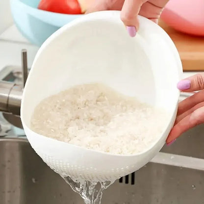 1PC Plastic Ris Sieve & Drain Basket med handtag – Multi-Purpose Kitchen Strainer Bowl för tvätt ris, grönsaker och frukter