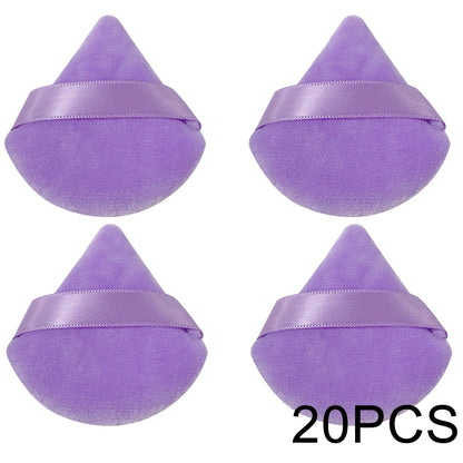 20/30Pcs Triangle Velvet Powder Puff – Våt & Torr användning Makeup Sponge för Foundation, Cosmetics, och Beauty Blending