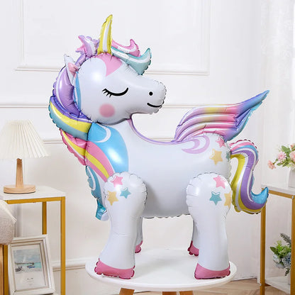Unikt stående Unicorn Foil Balloon – 3D Enhörning Födelsedag Fest Dekoration, Bröllop & Event leveranser