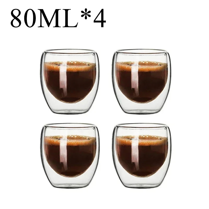 2-18PCS Dubbelvägg hög borosilikat glas Mugs - värmetålig te, kaffe, mjölk och juice Cups, Creative Bar Drinkware Gift Set
