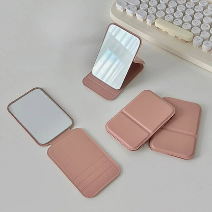 Folding PU Leather Makeup Mirror – Elegant Compact Handheld Mirror for Travel and Daily Use