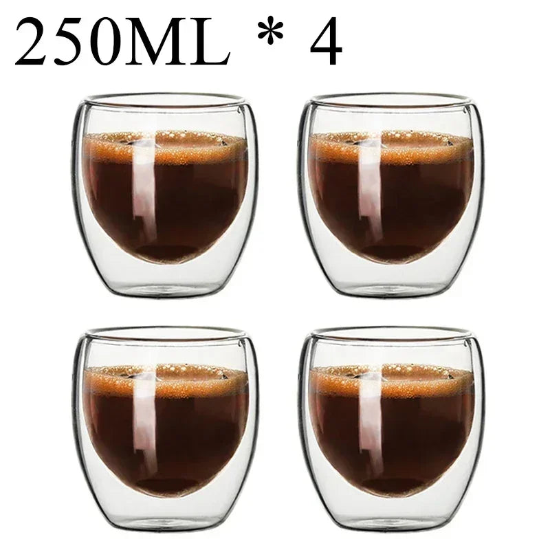 2-18PCS Dubbelvägg hög borosilikat glas Mugs - värmetålig te, kaffe, mjölk och juice Cups, Creative Bar Drinkware Gift Set