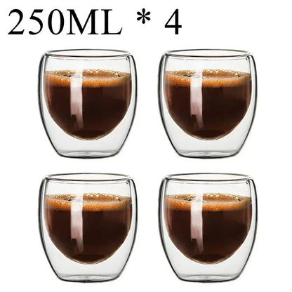 2-18PCS Dubbelvägg hög borosilikat glas Mugs - värmetålig te, kaffe, mjölk och juice Cups, Creative Bar Drinkware Gift Set