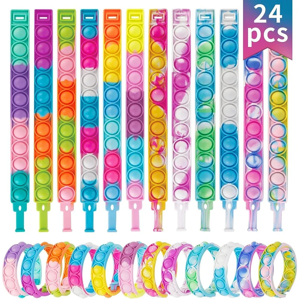 12/24/36PCS Silikon Färgglada Bubble Wristband - Barn Fest Favoriter, Födelsedag Gåvor, Bröllop Souvenirer, Karneval & Semester Armband