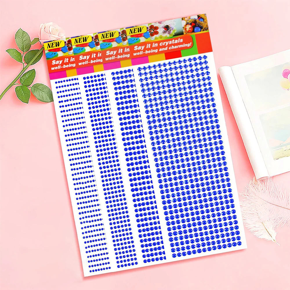 1040/900/504Pcs Acrylic Drill DIY Crystal Rhinestone Self-Adhesive Stickers for Phone Cases, Cards, and Crafts