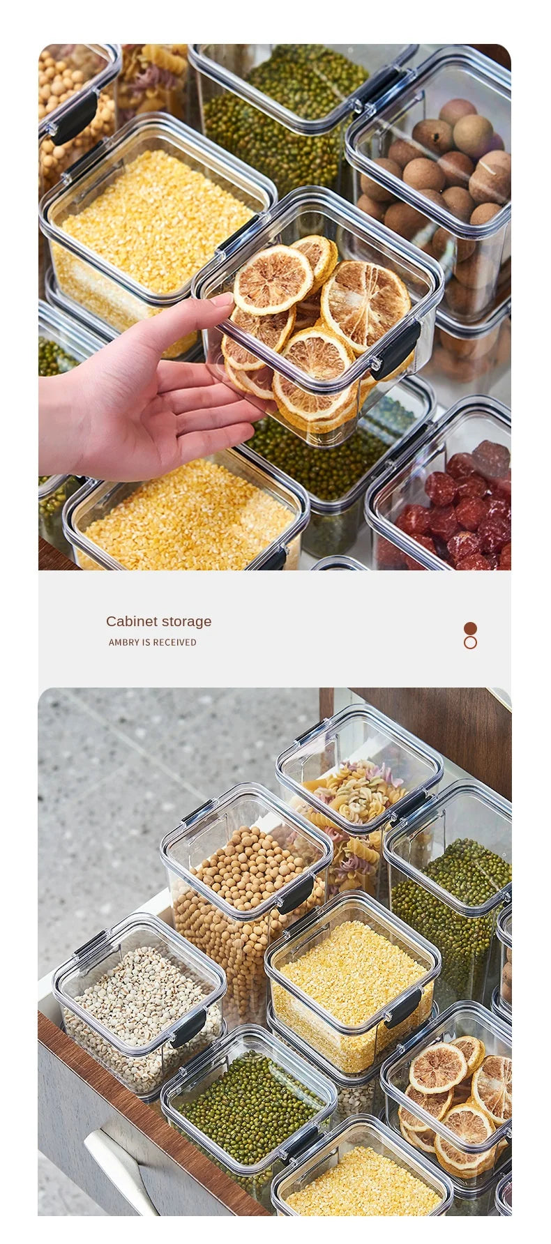 1PC Lufttät försluten förvaringsburk – Plastgröna, Pasta & kryddbehållare  på Moisture-Proof Kitchen Organizer Box