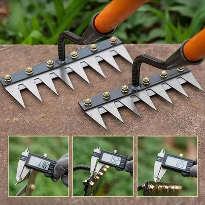 Carbon Steel Garden Weeding Rake – 5/6/7/8 Tandjordslossning & ogräsborttagningsverktyg för gård, trädgård och landskapsarkitektur