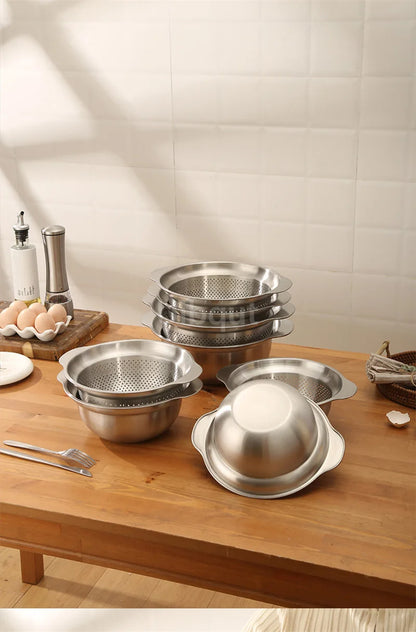 304 Rostfritt stål Vegetabilisk Tvättställ & Stång – Multi-Purpose Rice Washer, Fruktfilter, Kök Dräneringskorg