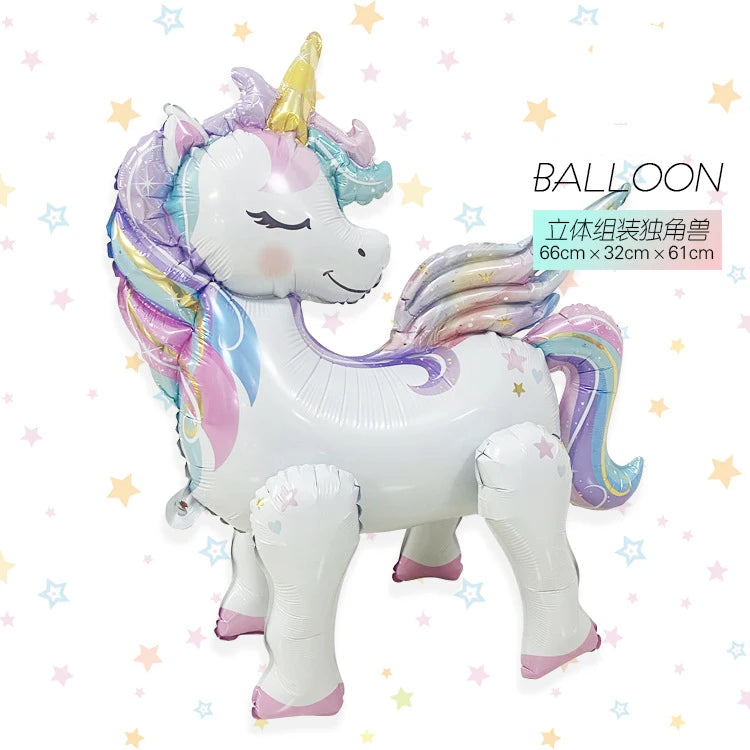 Unikt stående Unicorn Foil Balloon – 3D Enhörning Födelsedag Fest Dekoration, Bröllop & Event leveranser